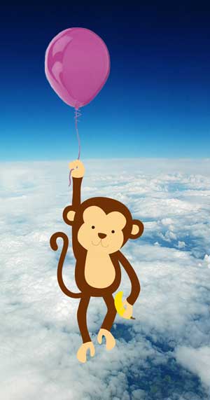 Monkey in the sky with a baloon
